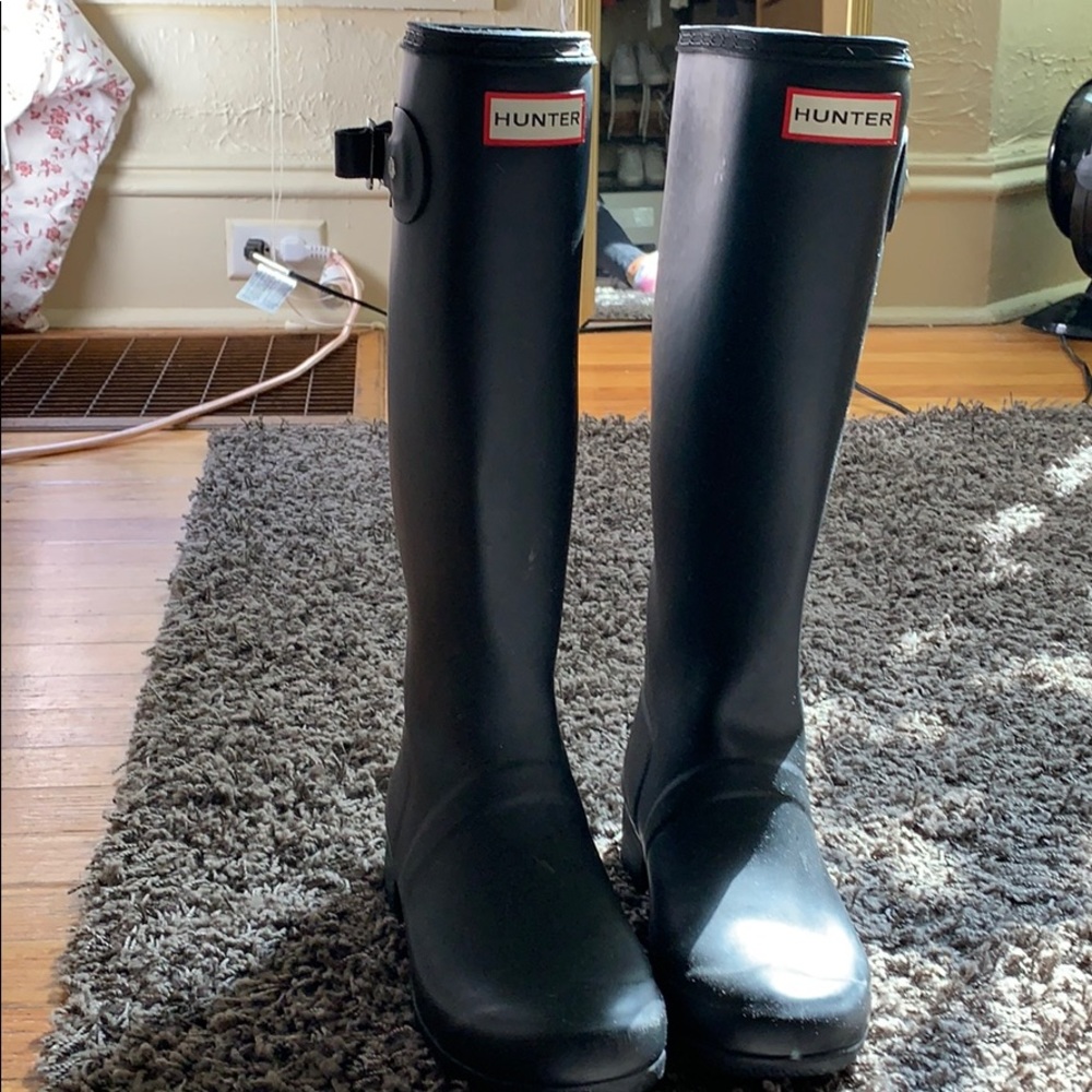 Tall packable Hunter rain boots